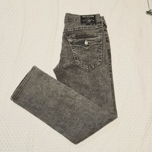 NWOT, True Religion Ricky Flap Big T gray acid relaxed Straight jeans sz 32